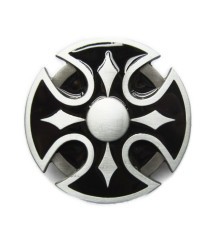 boucle de ceinture celtic et croix ronde noire rock roll