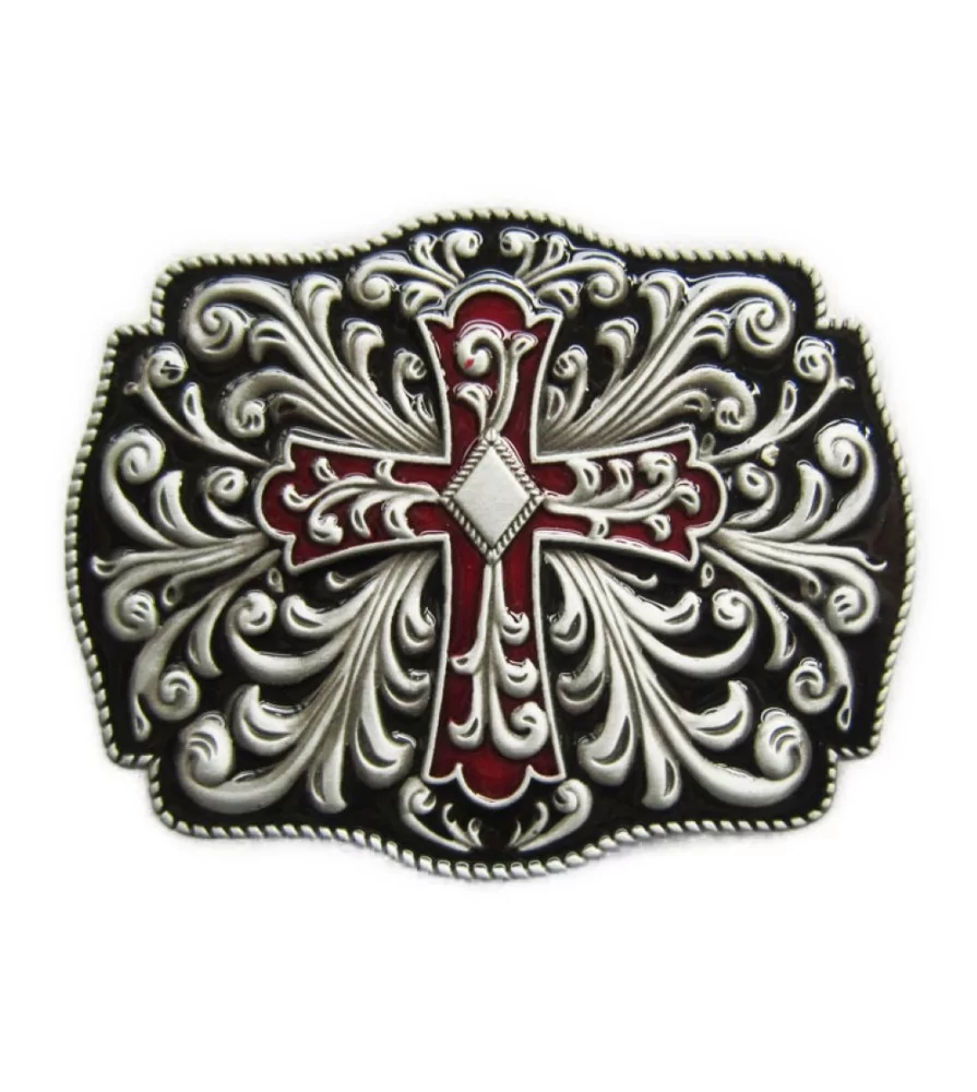 Celtic belt buckle and red celtic cross man woman