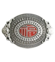 boucle de ceinture ovale dessin celtic maya rouge homme femme