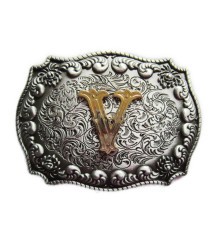 boucle de ceinture initial V lettre prénom homme femme
