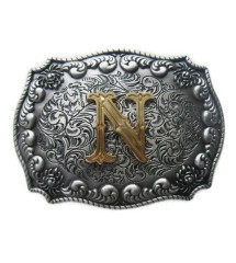 boucle de ceinture initial N lettre prénom homme femme