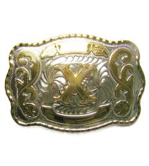 grosse boucle de ceinture initial X doré lettre prénom homme femme