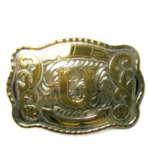 grosse boucle de ceinture initial U doré lettre prénom homme femme