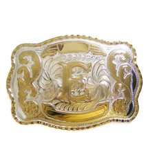 grosse boucle de ceinture initial E doré lettre prénom homme femme