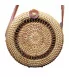 Small handbag with woven wicker shoulder braided round shape woman pin up