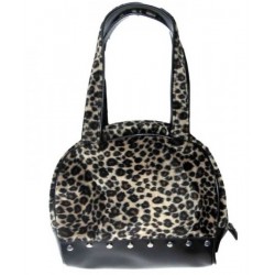 Leopard and Black Pin Up Handbag Rockabilly Rock Roll Purse