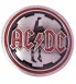 boucle de ceinture AC/DC ronde noir rouge groupe hard rock