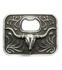 boucle de ceinture ouvre bouteille tete de bison alu country