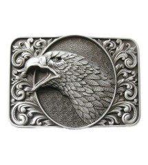 boucle de ceinture tete d'aigle grise alu country homme femme