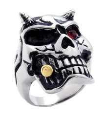 bague 9us diable qui fume un cigare oeil en strass chevaliere