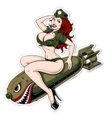 redhead pin up car air freshener on a bomb