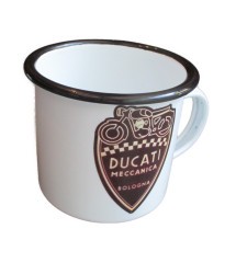ducati meccanica enamel mug white enamel mug 2 black and gold logos