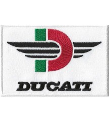 Ducati motorcycle patch rectangular white 9x6cm iron-on badge