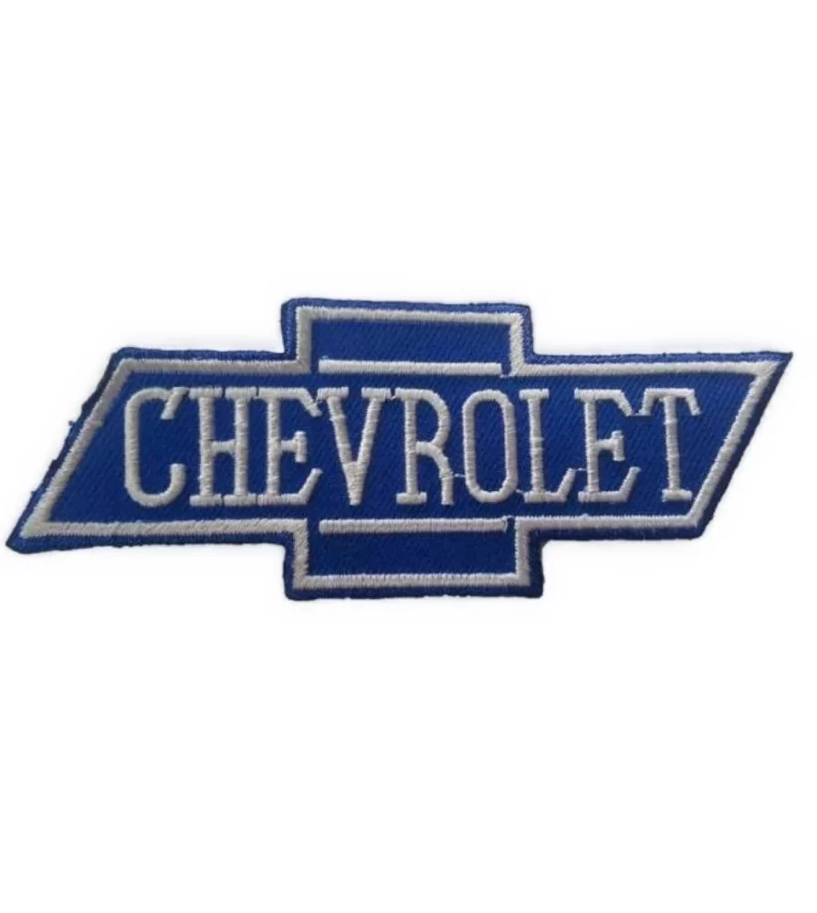patch logo chevrolet bleu et blanc 9.5x3.5cm ecusson thermocollant