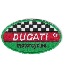 oval ducati motorcycles patch green red and checkered 9x5cm iron-on patch