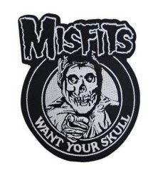patch misfits want your skull 11.5x9 cm écusson rock roll thermocollant