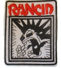 patch du groupe rancid logo blanc 8.5x7cm ecusson thermocollant rock