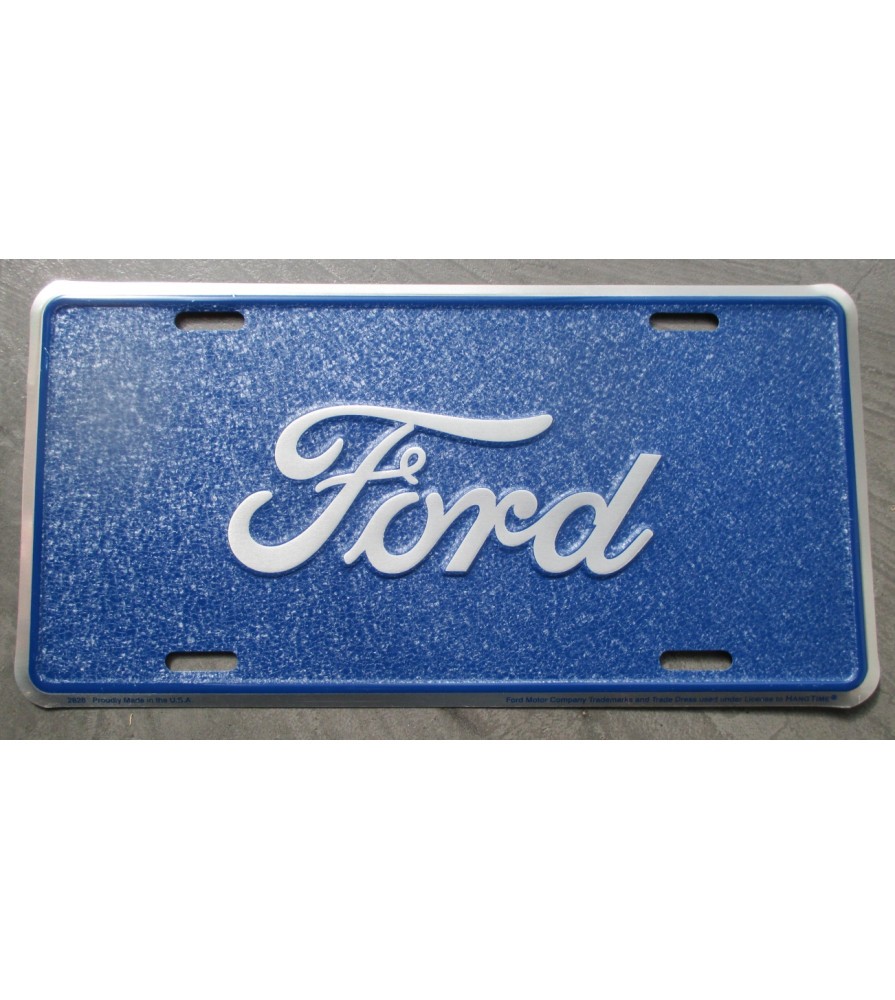 plaque d'immatriculation ford bleu martelé tole usa en relief license plate