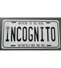 plaque d'immatriculation incognito nothing to see tole usa en relief