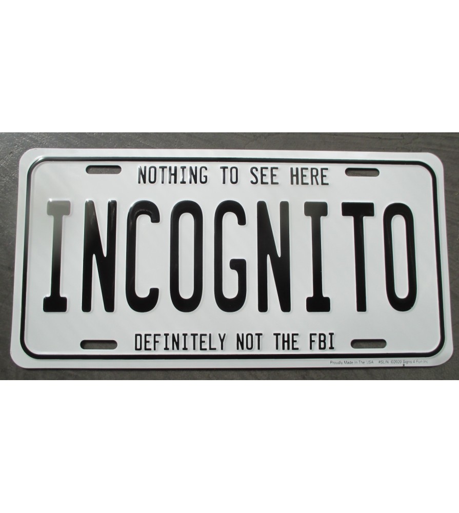 plaque d'immatriculation incognito nothing to see tole usa en relief