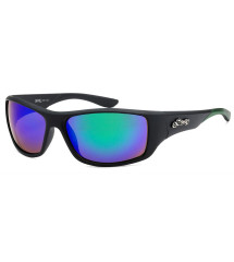 lunette de soleil choppers logo moto chromé verre bleuté pointe verte homme mixte