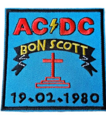 patch acdc bon scott 8x8cm hard rock groupe ecusson thermocollant