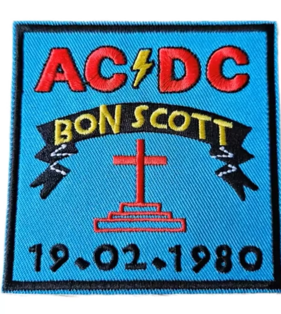 Patch Thermocollant AC/DC Bon Scott 8x8 Cm - Hard Rock, Groupe Légendaire - Écusson à Repasser