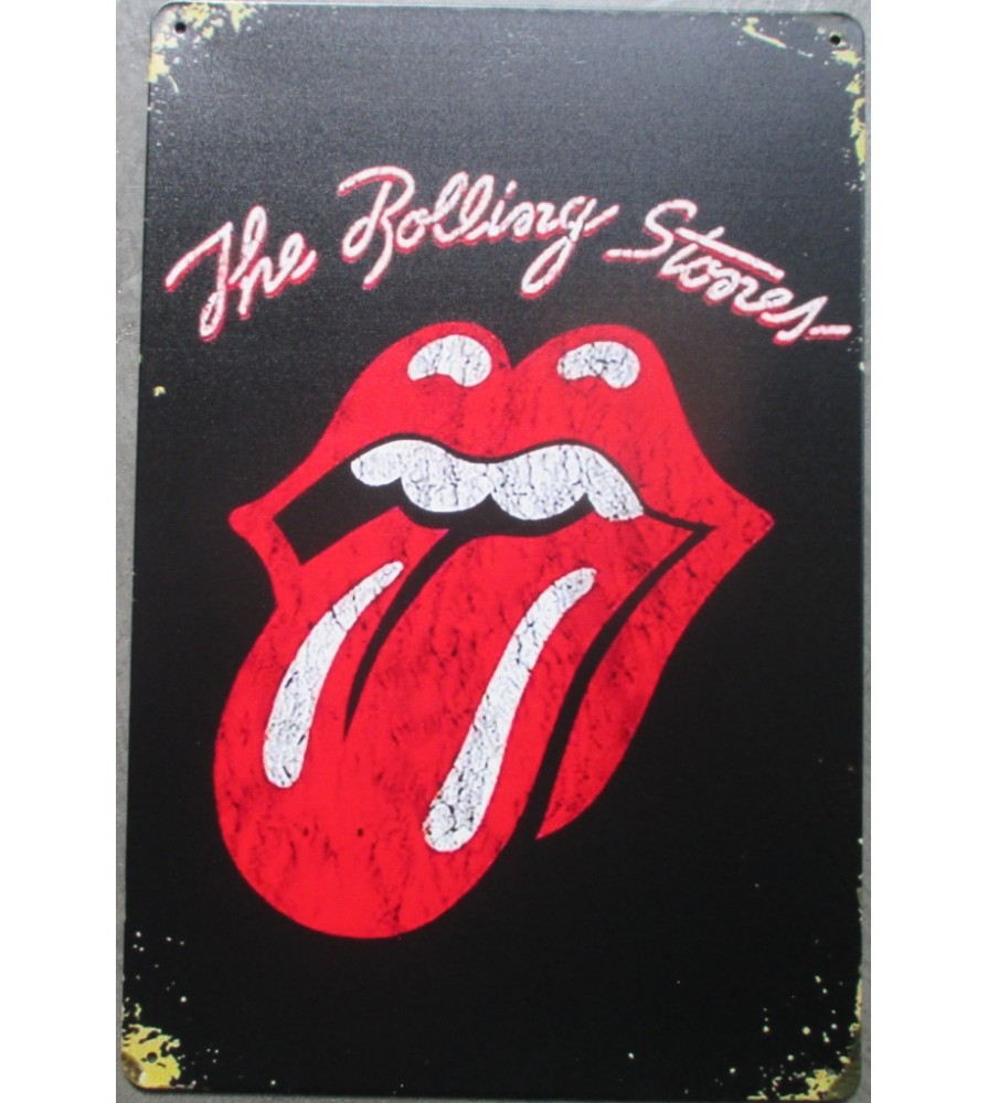 plaque the rolling stone mouth red font black 30x20cm tole aging appearance plaque the rolling stone mouth red font black 30x20cm tole aging appearance