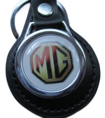 porte clé logo MG doré en simili cuir et métal voiture anglaise