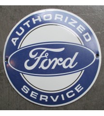 plaque décorative email ford service ronde 12cm tole emaillée deco