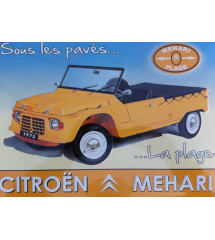 plate tole citroen méhari under the cobblestones the beach 30x20cm tole pub garage diner loft