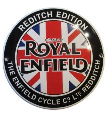 plaque décorative emaillée moto royal enfield 12cm tole ronde bombée email