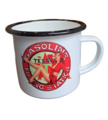 enamel mug texaco filling pin up enameled cup 2 logos aged appearance