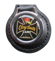 clay smith key ring Maltese cross logo in metal and imitation leather