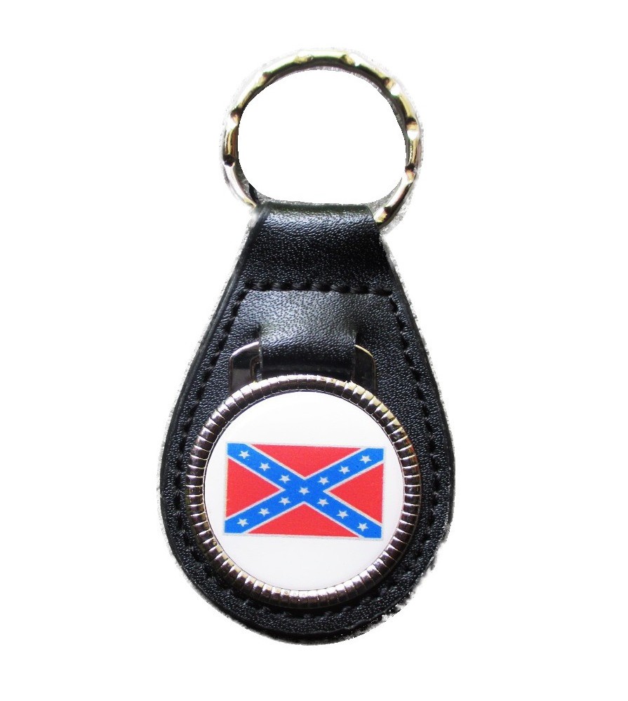 porte clé métal cuir drapeau rebel confedere sudiste auto