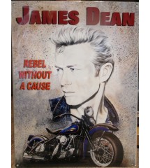 plaque james dean rebel without a cause et moto bleu