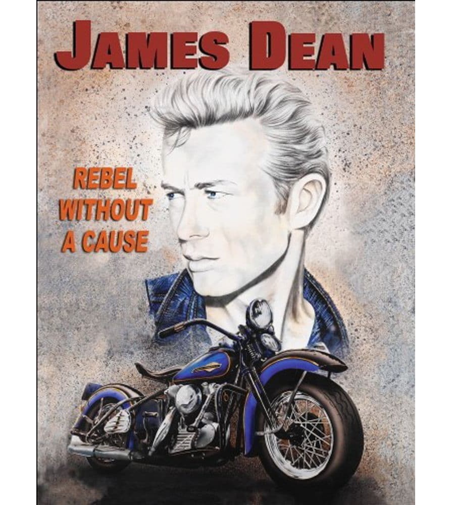 plaque james dean rebel without a cause et moto bleu