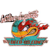 petit sticker woody hot rod spirit autocollant deco-us 8x 6 cm