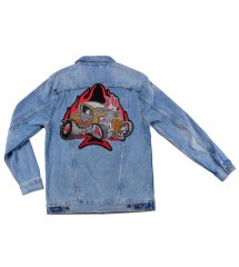 gros patch hot rod et flammes 21x23 cm dos veste blouson rodder rocker