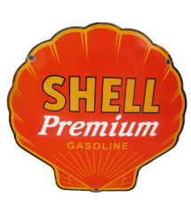Grosse Plaque Emaillee Shell Premium 76cm Vieillie