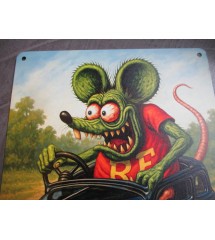 Plaque Rat Fink Hot Rod 30cm - Style Vintage 