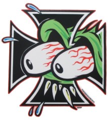 sticker croix de malte rat fink oeil autocollant kustom bike
