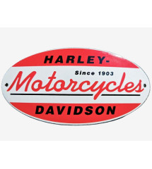 Petite plaque émail Harley Davidson since 1903 rouge blanche 14x7 cm tôle émaillée