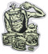 sticker frankenstein cerveau autocollant rock roll trash