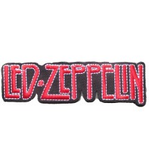 patch groupe hard rock led zeppelin inscription rouge 11.5x3 cm écusson rectangulaire thermocollant pour veste blouson