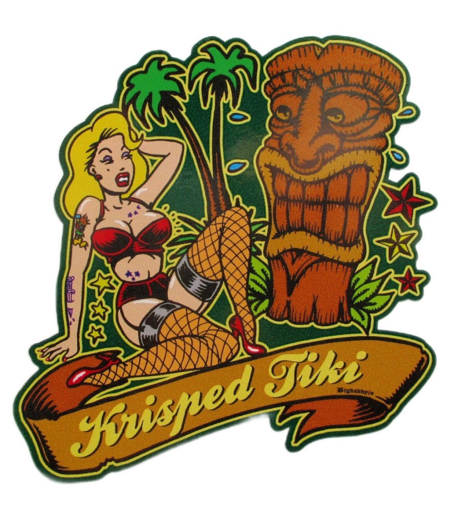sticker krisped tiki , pin up blonde sexy10.5x10cm bigdaddyjo autocollant