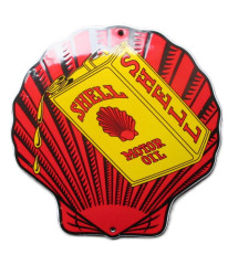 plaque décorative emaillée shell coquillage rouge motor oil 12cm motor oil deco garage huile