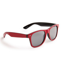 lunette de soleil bicolore rouge et noir , verre fumé style rétro