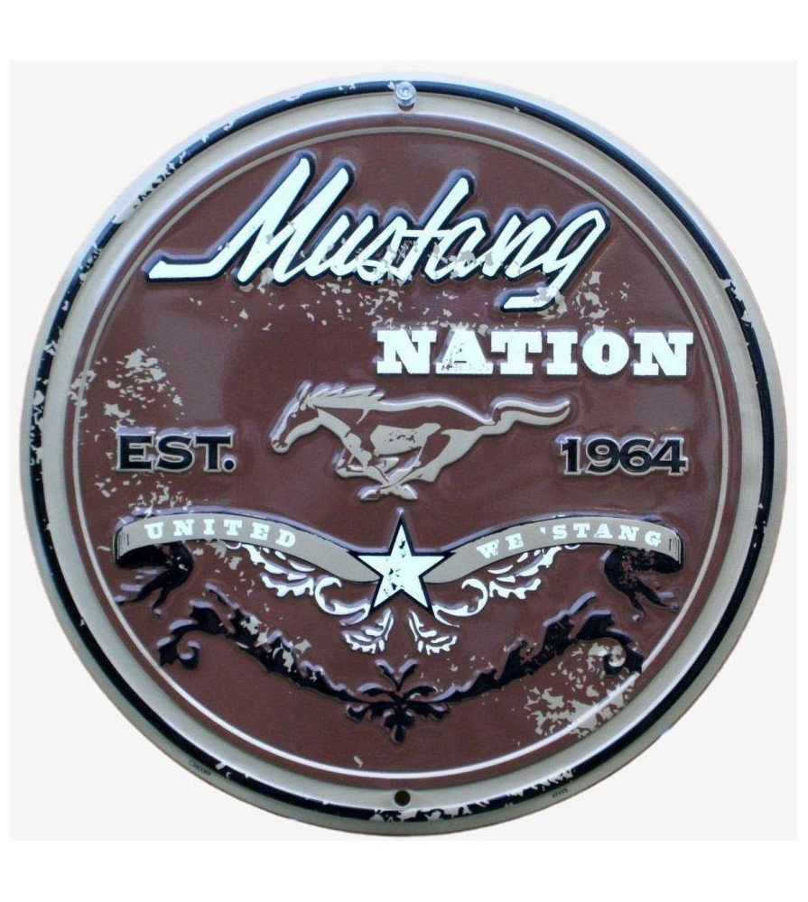 Plate Ford Mustang Brown East 1964 Tole Deco Garage Loft