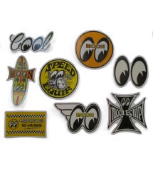 lot de 8 petits stickers moon eyes yeux autocollant auto moto